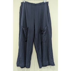 Alembika Blue Front Pocket Pull On Viscose Cropped Pants Size 6
